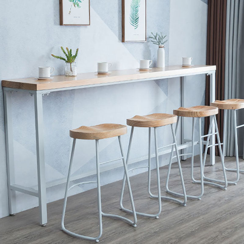 Industrial Bar Table 42-inch Height Original Wood Top Metal Base Bistro Table, Only Table Clearhalo 'Bar Furniture' 'Bar Tables' 'bar_tables' 'furn' 'furn_bar_tables' 'Furniture' 'furniture_bar_tables' 'Kitchen & Dining Furniture' 'kitchen&dining_furn' 'kitchen' 4372450