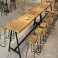 Dining Room Rectangle Wood Top Counter Table Metal Black Legs Industrial Bar Table 78.7"L x 15.7"W x 41.3"H Without Chairs Clearhalo 'Bar Furniture' 'Bar Tables' 'bar_tables' 'furn' 'furn_bar_tables' 'Furniture' 'furniture_bar_tables' 'Kitchen & Dining Furniture' 4372465