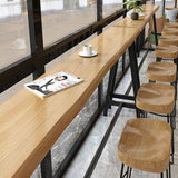 Dining Room Rectangle Wood Top Counter Table Metal Black Legs Industrial Bar Table Clearhalo 'Bar Furniture' 'Bar Tables' 'bar_tables' 'furn' 'furn_bar_tables' 'Furniture' 'furniture_bar_tables' 'Kitchen & Dining Furniture' 4372469