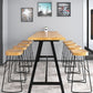 Dining Room Rectangle Wood Top Counter Table Metal Black Legs Industrial Bar Table Clearhalo 'Bar Furniture' 'Bar Tables' 'bar_tables' 'furn' 'furn_bar_tables' 'Furniture' 'furniture_bar_tables' 'Kitchen & Dining Furniture' 4372474
