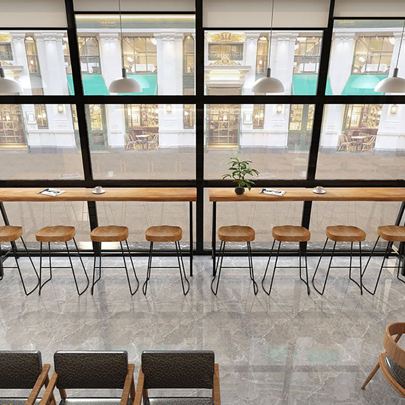 Dining Room Rectangle Wood Top Counter Table Metal Black Legs Industrial Bar Table Clearhalo 'Bar Furniture' 'Bar Tables' 'bar_tables' 'furn' 'furn_bar_tables' 'Furniture' 'furniture_bar_tables' 'Kitchen & Dining Furniture' 4372475