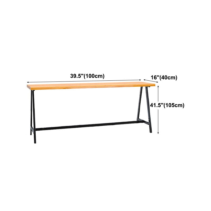 Dining Room Rectangle Wood Top Counter Table Metal Black Legs Industrial Bar Table Clearhalo 'Bar Furniture' 'Bar Tables' 'bar_tables' 'furn' 'furn_bar_tables' 'Furniture' 'furniture_bar_tables' 'Kitchen & Dining Furniture' 4372477