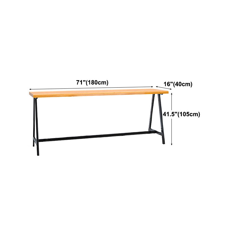 Dining Room Rectangle Wood Top Counter Table Metal Black Legs Industrial Bar Table Clearhalo 'Bar Furniture' 'Bar Tables' 'bar_tables' 'furn' 'furn_bar_tables' 'Furniture' 'furniture_bar_tables' 'Kitchen & Dining Furniture' 4372481