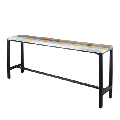 Rectangle Colorful Top Counter Table Metal Black Legs 42-inch Height Industrial Bar Table Without Chairs Clearhalo 'Bar Furniture' 'Bar Tables' 'bar_tables' 'furn' 'furn_bar_tables' 'Furniture' 'furniture_bar_tables' 'Kitchen & Dining Furniture' 4372488