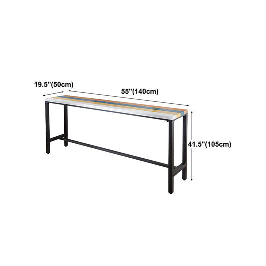 Rectangle Colorful Top Counter Table Metal Black Legs 42-inch Height Industrial Bar Table Clearhalo 'Bar Furniture' 'Bar Tables' 'bar_tables' 'furn' 'furn_bar_tables' 'Furniture' 'furniture_bar_tables' 'Kitchen & Dining Furniture' 4372492