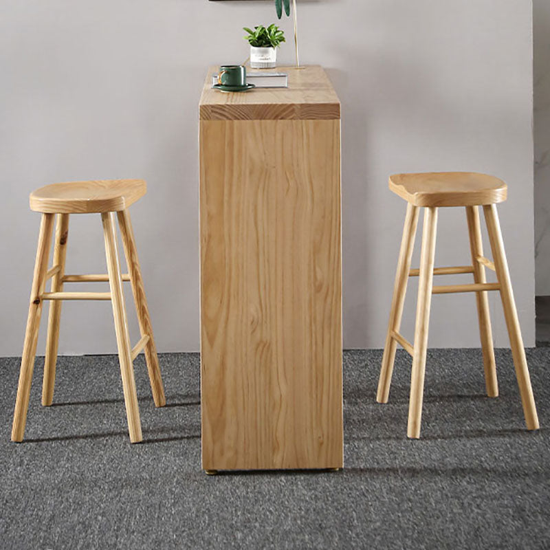 Rectangle Wood Top Counter Table Natural Color 42-inch Height Industrial Bar Table 63"L x 15.7"W x 41.3"H Without Chairs Clearhalo 'Bar Furniture' 'Bar Tables' 'bar_tables' 'furn' 'furn_bar_tables' 'Furniture' 'furniture_bar_tables' 'Kitchen & Dining Furniture' 'kitchen&dining_furn' 'kitchen' 4372501