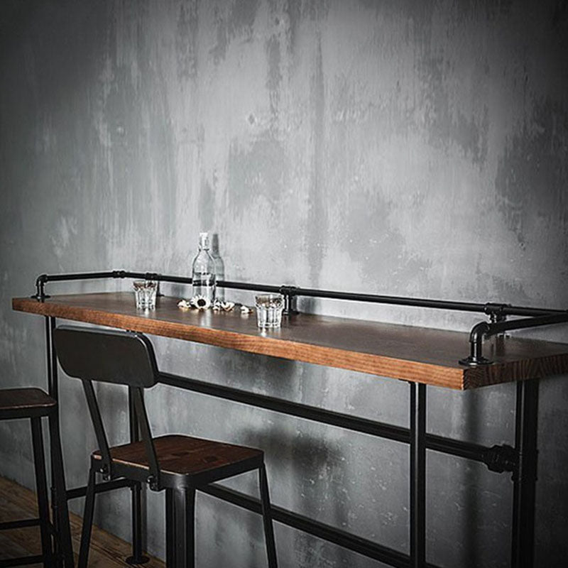 Rectangle Wood Top Counter Table 42-inch Height Industrial Style Bar Table 55.1"L x 15.7"W x 41.3"H Without Chairs Clearhalo 'Bar Furniture' 'Bar Tables' 'bar_tables' 'furn' 'furn_bar_tables' 'Furniture' 'furniture_bar_tables' 'Kitchen & Dining Furniture' 'kitchen&dining_furn' 'kitchen' 4372518