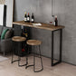 Industrial Pine Pub Bar Table Indoor Iron Double Pedestal Bar Dining Table with 2-Shelf Clearhalo 'Bar Furniture' 'Bar Tables' 'bar_tables' 'furn' 'furn_bar_tables' 'Furniture' 'furniture_bar_tables' 'Kitchen & Dining Furniture' 'kitchen&dining_furn' 'kitchen' 4372529