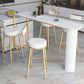 Glam Stone Pub Bar Table Indoor Iron Double Pedestal Bar Dining Table, Only Table 55.1"L x 15.7"W x 41.3"H White White Clearhalo 'Bar Furniture' 'Bar Tables' 'bar_tables' 'furn' 'furn_bar_tables' 'Furniture' 'furniture_bar_tables' 'Kitchen & Dining Furniture' 'kitchen&dining_furn' 'kitchen' 4372542