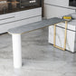 Glam Stone Pub Bar Table Indoor Iron Double Pedestal Bar Dining Table, Only Table Gold Gray Clearhalo 'Bar Furniture' 'Bar Tables' 'bar_tables' 'furn' 'furn_bar_tables' 'Furniture' 'furniture_bar_tables' 'Kitchen & Dining Furniture' 'kitchen&dining_furn' 'kitchen' 4372547