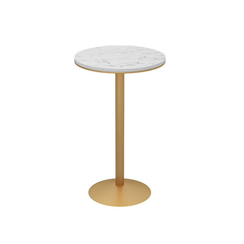 Glam White Faux Marble Pub Bar Table Indoor Gold Bar Dining Table Fixed Table, Only Table 23.6"L x 23.6"W x 37.4"H Without Chairs Clearhalo 'Bar Furniture' 'Bar Tables' 'bar_tables' 'furn' 'furn_bar_tables' 'Furniture' 'furniture_bar_tables' 'Kitchen & Dining Furniture' 'kitchen&dining_furn' 'kitchen' 4372596