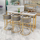 Glam White Faux Marble Pub Bar Table Indoor Gold Bar Dining Table Fixed Table, Only Table 55.1"L x 15.7"W x 41.3"H Without Chairs Clearhalo 'Bar Furniture' 'Bar Tables' 'bar_tables' 'furn' 'furn_bar_tables' 'Furniture' 'furniture_bar_tables' 'Kitchen & Dining Furniture' 'kitchen&dining_furn' 'kitchen' 4372599