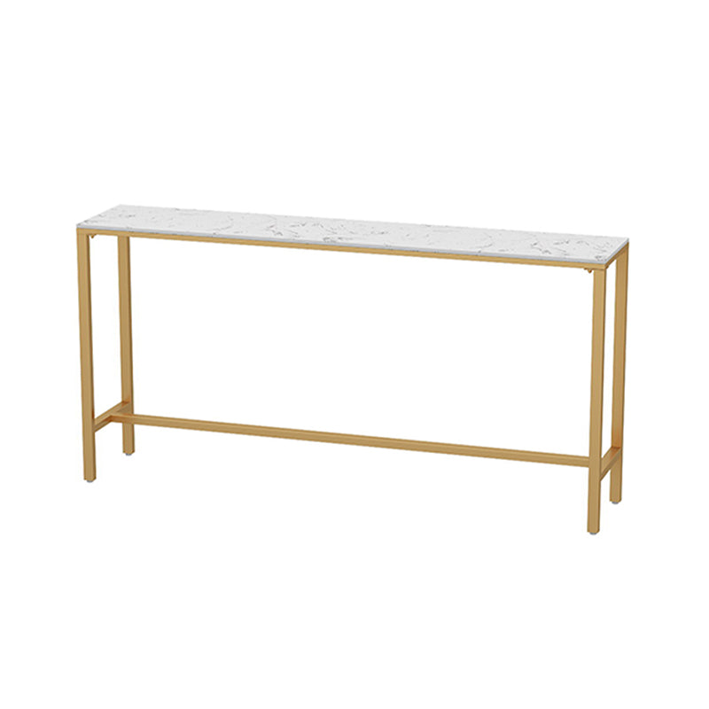 Glam White Faux Marble Pub Bar Table Indoor Gold Bar Dining Table Fixed Table, Only Table 47.2"L x 15.7"W x 41.3"H Without Chairs Clearhalo 'Bar Furniture' 'Bar Tables' 'bar_tables' 'furn' 'furn_bar_tables' 'Furniture' 'furniture_bar_tables' 'Kitchen & Dining Furniture' 'kitchen&dining_furn' 'kitchen' 4372600