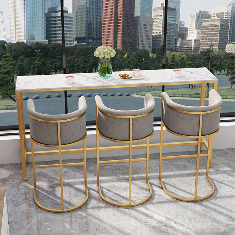 Glam White Faux Marble Pub Bar Table Indoor Gold Bar Dining Table Fixed Table, Only Table Clearhalo 'Bar Furniture' 'Bar Tables' 'bar_tables' 'furn' 'furn_bar_tables' 'Furniture' 'furniture_bar_tables' 'Kitchen & Dining Furniture' 'kitchen&dining_furn' 'kitchen' 4372605
