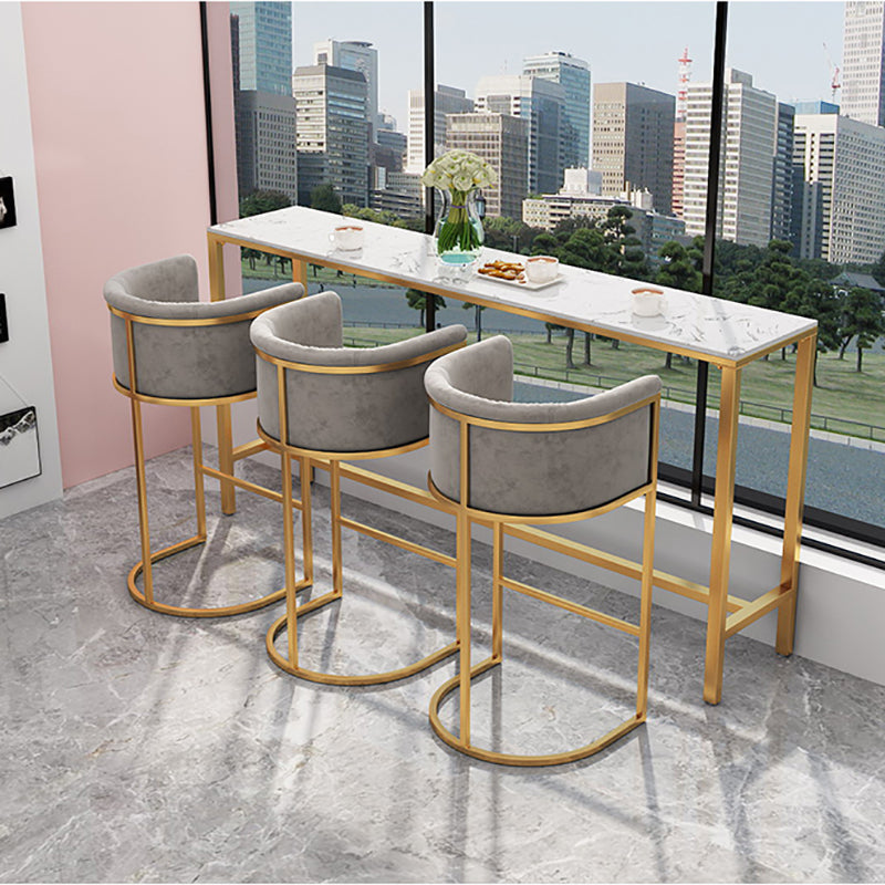 Glam White Faux Marble Pub Bar Table Indoor Gold Bar Dining Table Fixed Table, Only Table Clearhalo 'Bar Furniture' 'Bar Tables' 'bar_tables' 'furn' 'furn_bar_tables' 'Furniture' 'furniture_bar_tables' 'Kitchen & Dining Furniture' 'kitchen&dining_furn' 'kitchen' 4372606