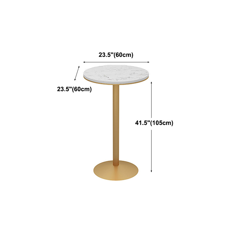 Glam White Faux Marble Pub Bar Table Indoor Gold Bar Dining Table Fixed Table, Only Table Clearhalo 'Bar Furniture' 'Bar Tables' 'bar_tables' 'furn' 'furn_bar_tables' 'Furniture' 'furniture_bar_tables' 'Kitchen & Dining Furniture' 'kitchen&dining_furn' 'kitchen' 4372608