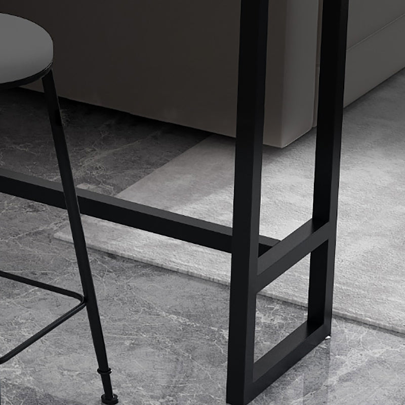 Glam Rectangle Faux Marble Pub Bar Table Iron Bar Dining Table with Trestle Pedestal Clearhalo 'Bar Furniture' 'Bar Tables' 'bar_tables' 'furn' 'furn_bar_tables' 'Furniture' 'furniture_bar_tables' 'Kitchen & Dining Furniture' 'kitchen&dining_furn' 'kitchen' 4372621