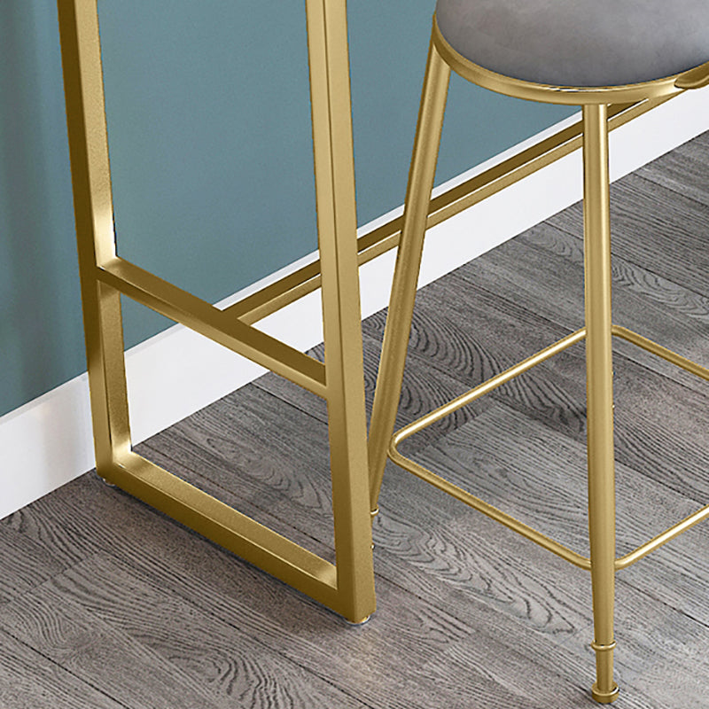 Glam Rectangle Faux Marble Pub Bar Table Iron Bar Dining Table with Trestle Pedestal Clearhalo 'Bar Furniture' 'Bar Tables' 'bar_tables' 'furn' 'furn_bar_tables' 'Furniture' 'furniture_bar_tables' 'Kitchen & Dining Furniture' 'kitchen&dining_furn' 'kitchen' 4372623