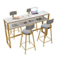 Glam Rectangle Faux Marble Pub Bar Table Gold Iron Bar Dining Table with Trestle Pedestal Clearhalo 'Bar Furniture' 'Bar Tables' 'bar_tables' 'furn' 'furn_bar_tables' 'Furniture' 'furniture_bar_tables' 'Kitchen & Dining Furniture' 'kitchen&dining_furn' 'kitchen' 4372649