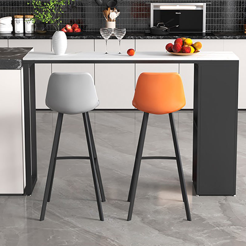 Industrial Stone Indoor Pub Bar Table Iron Double Pedestal Bar Dining Table with 2-Shelf Clearhalo 'Bar Furniture' 'Bar Tables' 'bar_tables' 'furn' 'furn_bar_tables' 'Furniture' 'furniture_bar_tables' 'Kitchen & Dining Furniture' 'kitchen&dining_furn' 'kitchen' 4372670