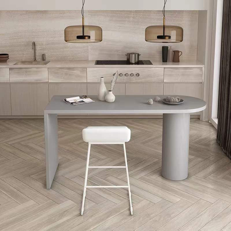 Industrial White Iron Bar Table Wood Specialty Top 41.3"H Bistro Table Grey Without Chairs Clearhalo 'Bar Furniture' 'Bar Tables' 'bar_tables' 'furn' 'furn_bar_tables' 'Furniture' 'furniture_bar_tables' 'Kitchen & Dining Furniture' 'kitchen&dining_furn' 'kitchen' 4372701