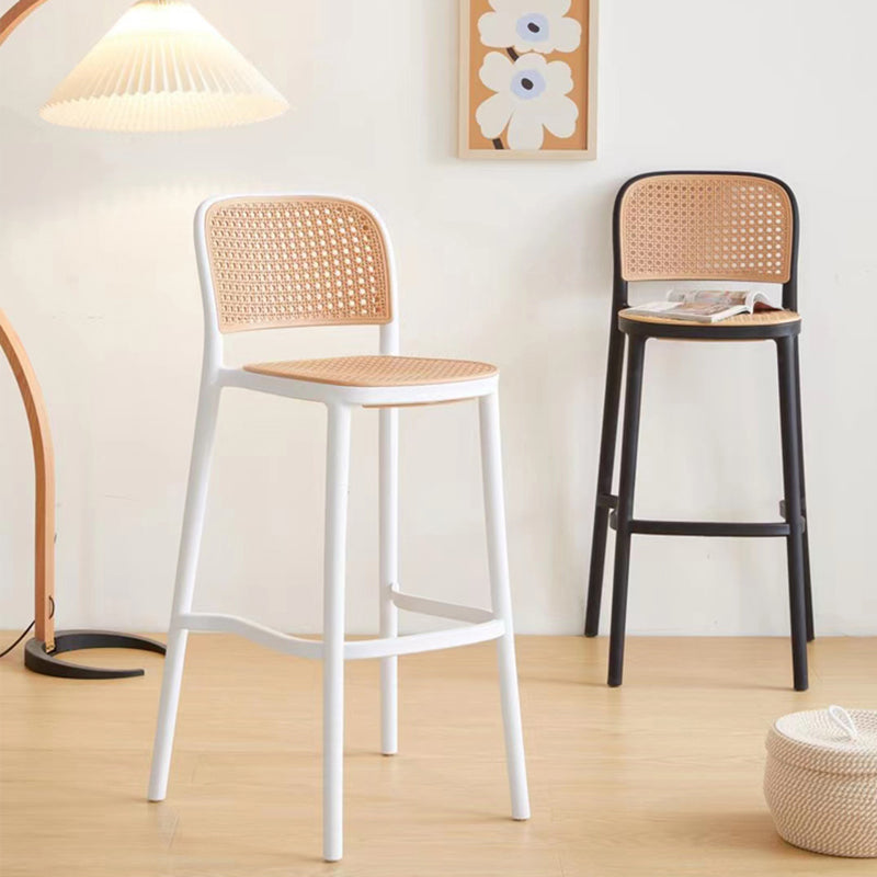 Backrest Bar And Counter Stool Antique Rattan Home Modern Minimalist Leisure High Chair Clearhalo 'Bar Furniture' 'Bar Stools' 'bar_stools' 'furn' 'furn_bar_stools' 'furniture_bar_stools' 'Kitchen & Dining Furniture' 'kitchen&dining_furn' 'kitchen' 'kitchen_furn' Furniture' 4374371