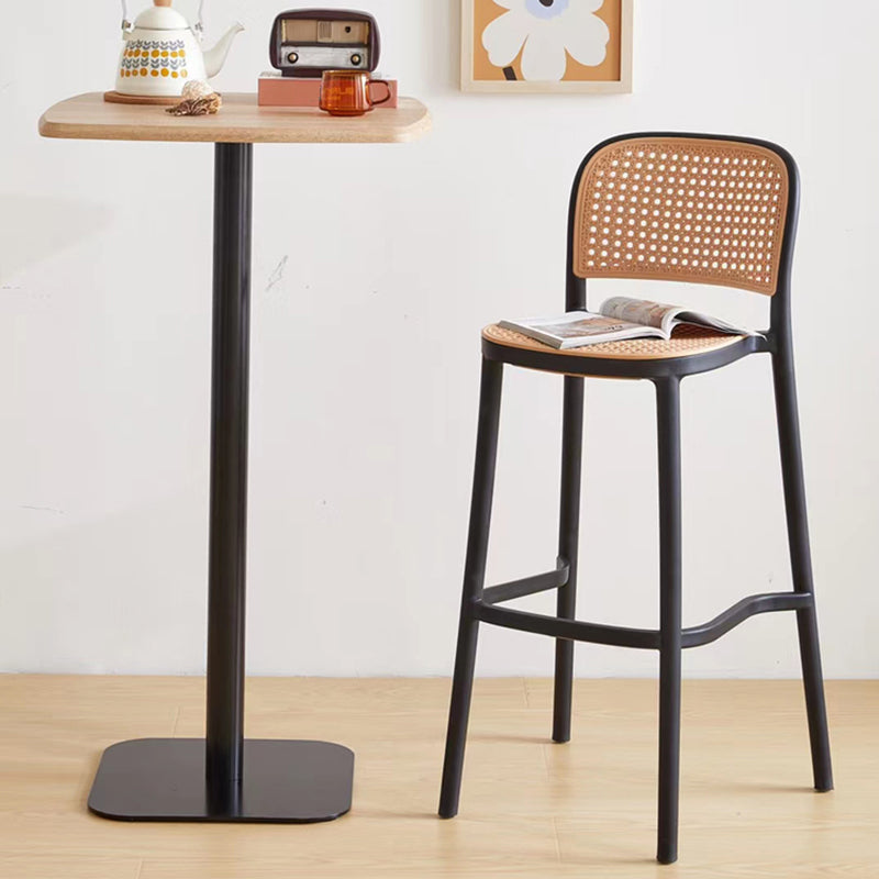 Backrest Bar And Counter Stool Antique Rattan Home Modern Minimalist Leisure High Chair Clearhalo 'Bar Furniture' 'Bar Stools' 'bar_stools' 'furn' 'furn_bar_stools' 'furniture_bar_stools' 'Kitchen & Dining Furniture' 'kitchen&dining_furn' 'kitchen' 'kitchen_furn' Furniture' 4374373