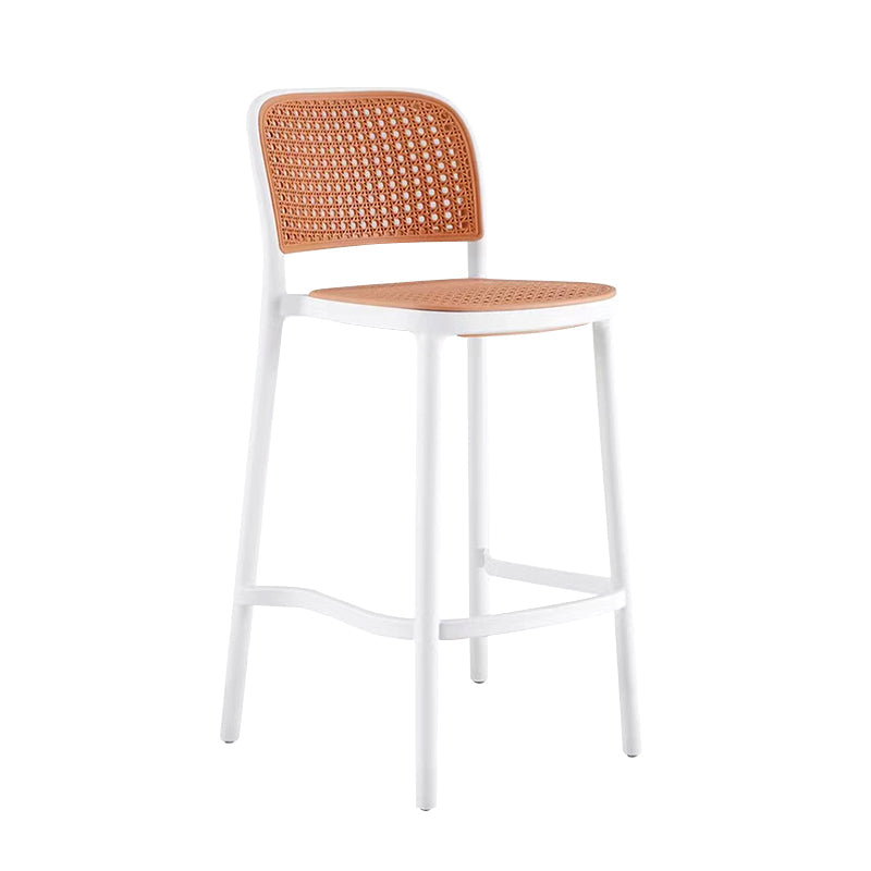 Backrest Bar And Counter Stool Antique Rattan Home Modern Minimalist Leisure High Chair White 1 Piece Counter Stool(26"H) Clearhalo 'Bar Furniture' 'Bar Stools' 'bar_stools' 'furn' 'furn_bar_stools' 'furniture_bar_stools' 'Kitchen & Dining Furniture' 'kitchen&dining_furn' 'kitchen' 'kitchen_furn' Furniture' 4374374