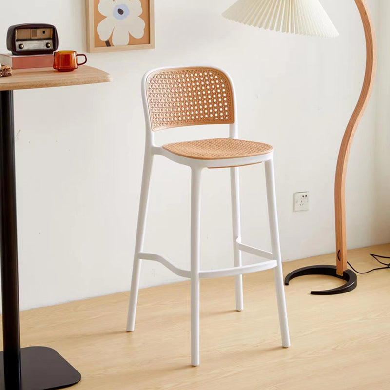 Backrest Bar And Counter Stool Antique Rattan Home Modern Minimalist Leisure High Chair Clearhalo 'Bar Furniture' 'Bar Stools' 'bar_stools' 'furn' 'furn_bar_stools' 'furniture_bar_stools' 'Kitchen & Dining Furniture' 'kitchen&dining_furn' 'kitchen' 'kitchen_furn' Furniture' 4374375