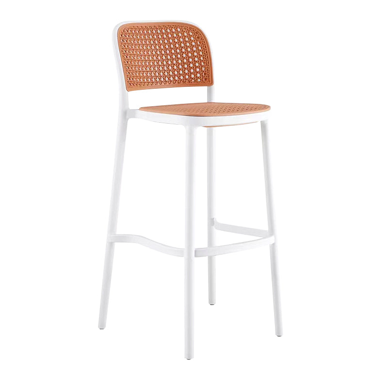 Backrest Bar And Counter Stool Antique Rattan Home Modern Minimalist Leisure High Chair White 1 Piece Bar Stool(30"H) Clearhalo 'Bar Furniture' 'Bar Stools' 'bar_stools' 'furn' 'furn_bar_stools' 'furniture_bar_stools' 'Kitchen & Dining Furniture' 'kitchen&dining_furn' 'kitchen' 'kitchen_furn' Furniture' 4374376