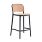 Backrest Bar And Counter Stool Antique Rattan Home Modern Minimalist Leisure High Chair Black 1 Piece Counter Stool(26"H) Clearhalo 'Bar Furniture' 'Bar Stools' 'bar_stools' 'furn' 'furn_bar_stools' 'furniture_bar_stools' 'Kitchen & Dining Furniture' 'kitchen&dining_furn' 'kitchen' 'kitchen_furn' Furniture' 4374379
