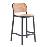Backrest Bar And Counter Stool Antique Rattan Home Modern Minimalist Leisure High Chair Clearhalo 'Bar Furniture' 'Bar Stools' 'bar_stools' 'furn' 'furn_bar_stools' 'furniture_bar_stools' 'Kitchen & Dining Furniture' 'kitchen&dining_furn' 'kitchen' 'kitchen_furn' Furniture' 4374380