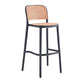 Backrest Bar And Counter Stool Antique Rattan Home Modern Minimalist Leisure High Chair Black 1 Piece Bar Stool(30"H) Clearhalo 'Bar Furniture' 'Bar Stools' 'bar_stools' 'furn' 'furn_bar_stools' 'furniture_bar_stools' 'Kitchen & Dining Furniture' 'kitchen&dining_furn' 'kitchen' 'kitchen_furn' Furniture' 4374382