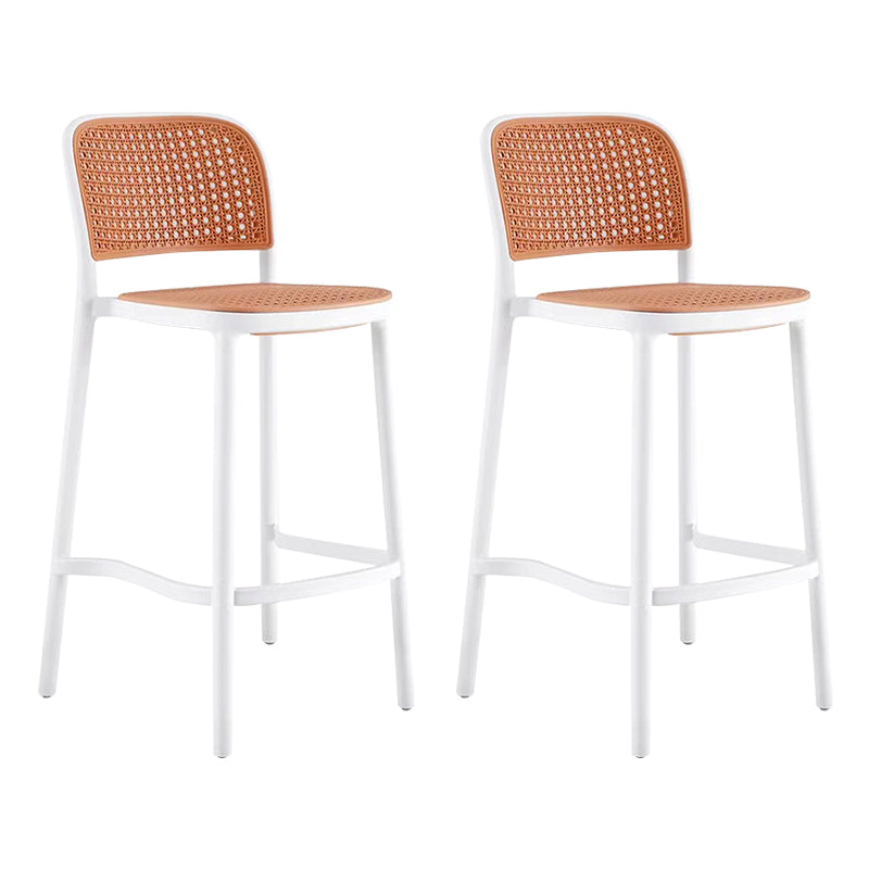 Backrest Bar And Counter Stool Antique Rattan Home Modern Minimalist Leisure High Chair White 2 Piece Set Counter Stool(26"H) Clearhalo 'Bar Furniture' 'Bar Stools' 'bar_stools' 'furn' 'furn_bar_stools' 'furniture_bar_stools' 'Kitchen & Dining Furniture' 'kitchen&dining_furn' 'kitchen' 'kitchen_furn' Furniture' 4374386