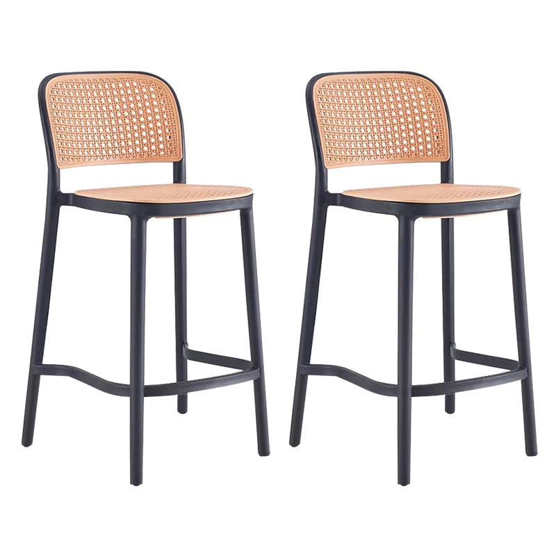 Backrest Bar And Counter Stool Antique Rattan Home Modern Minimalist Leisure High Chair Black 2 Piece Set Counter Stool(26"H) Clearhalo 'Bar Furniture' 'Bar Stools' 'bar_stools' 'furn' 'furn_bar_stools' 'furniture_bar_stools' 'Kitchen & Dining Furniture' 'kitchen&dining_furn' 'kitchen' 'kitchen_furn' Furniture' 4374391