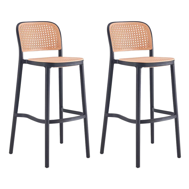 Backrest Bar And Counter Stool Antique Rattan Home Modern Minimalist Leisure High Chair Black 2 Piece Set Bar Stool(30"H) Clearhalo 'Bar Furniture' 'Bar Stools' 'bar_stools' 'furn' 'furn_bar_stools' 'furniture_bar_stools' 'Kitchen & Dining Furniture' 'kitchen&dining_furn' 'kitchen' 'kitchen_furn' Furniture' 4374394