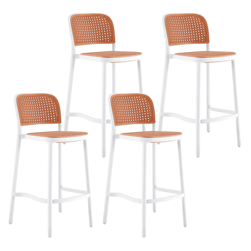 Backrest Bar And Counter Stool Antique Rattan Home Modern Minimalist Leisure High Chair White 4 Piece Set Counter Stool(26"H) Clearhalo 'Bar Furniture' 'Bar Stools' 'bar_stools' 'furn' 'furn_bar_stools' 'furniture_bar_stools' 'Kitchen & Dining Furniture' 'kitchen&dining_furn' 'kitchen' 'kitchen_furn' Furniture' 4374396
