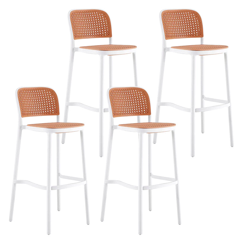 Backrest Bar And Counter Stool Antique Rattan Home Modern Minimalist Leisure High Chair White 4 Piece Set Bar Stool(30"H) Clearhalo 'Bar Furniture' 'Bar Stools' 'bar_stools' 'furn' 'furn_bar_stools' 'furniture_bar_stools' 'Kitchen & Dining Furniture' 'kitchen&dining_furn' 'kitchen' 'kitchen_furn' Furniture' 4374397