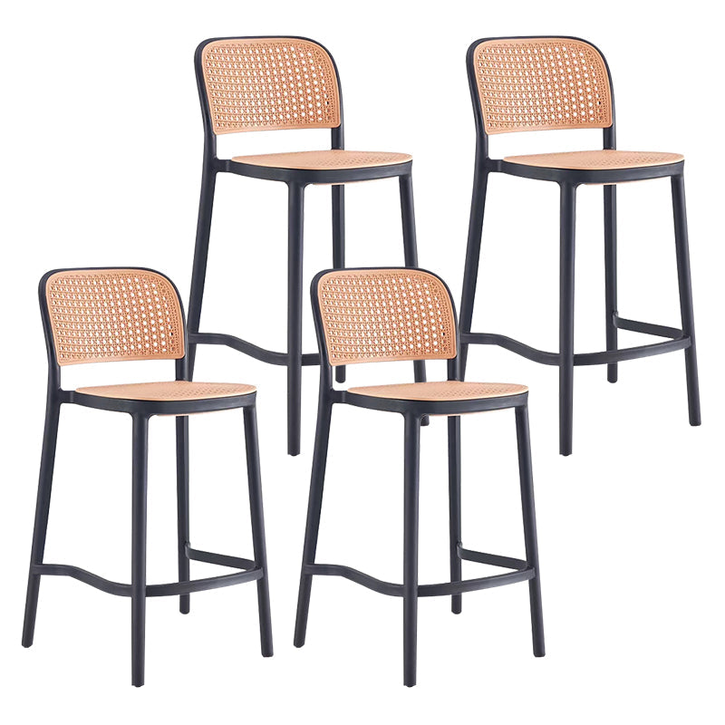 Backrest Bar And Counter Stool Antique Rattan Home Modern Minimalist Leisure High Chair Black 4 Piece Set Counter Stool(26"H) Clearhalo 'Bar Furniture' 'Bar Stools' 'bar_stools' 'furn' 'furn_bar_stools' 'furniture_bar_stools' 'Kitchen & Dining Furniture' 'kitchen&dining_furn' 'kitchen' 'kitchen_furn' Furniture' 4374399