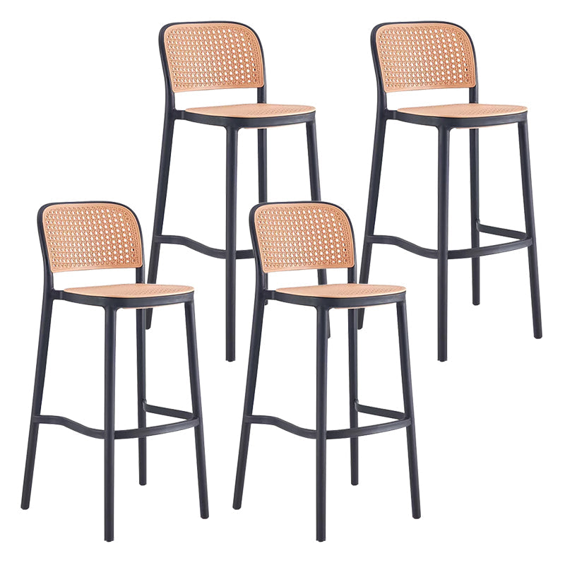 Backrest Bar And Counter Stool Antique Rattan Home Modern Minimalist Leisure High Chair Black 4 Piece Set Bar Stool(30"H) Clearhalo 'Bar Furniture' 'Bar Stools' 'bar_stools' 'furn' 'furn_bar_stools' 'furniture_bar_stools' 'Kitchen & Dining Furniture' 'kitchen&dining_furn' 'kitchen' 'kitchen_furn' Furniture' 4374400