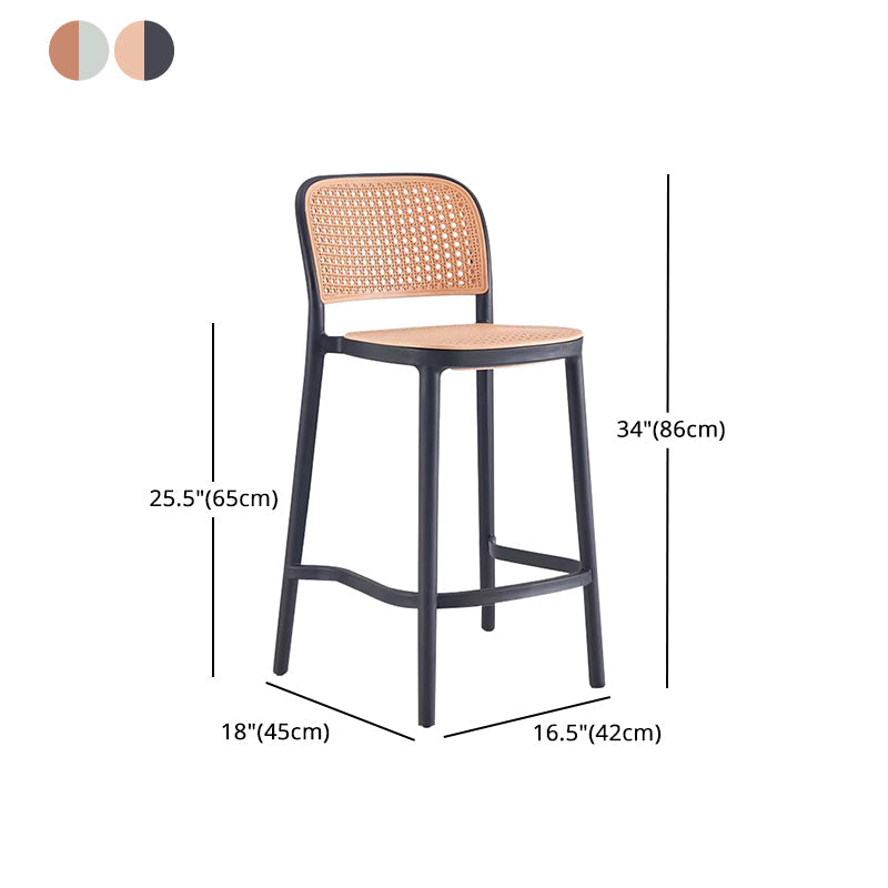 Backrest Bar And Counter Stool Antique Rattan Home Modern Minimalist Leisure High Chair Clearhalo 'Bar Furniture' 'Bar Stools' 'bar_stools' 'furn' 'furn_bar_stools' 'furniture_bar_stools' 'Kitchen & Dining Furniture' 'kitchen&dining_furn' 'kitchen' 'kitchen_furn' Furniture' 4374402