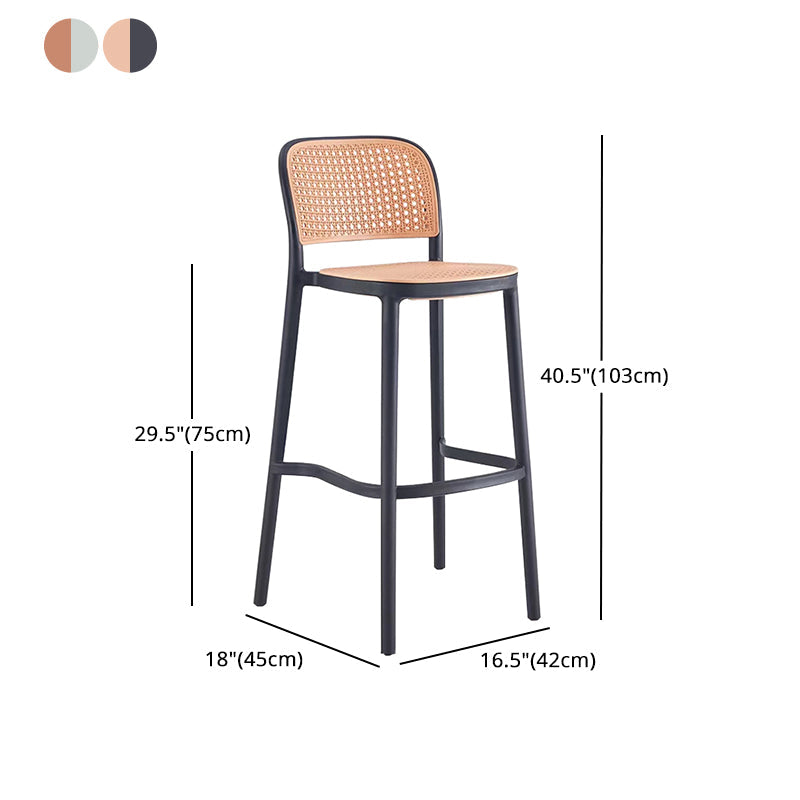 Backrest Bar And Counter Stool Antique Rattan Home Modern Minimalist Leisure High Chair Clearhalo 'Bar Furniture' 'Bar Stools' 'bar_stools' 'furn' 'furn_bar_stools' 'furniture_bar_stools' 'Kitchen & Dining Furniture' 'kitchen&dining_furn' 'kitchen' 'kitchen_furn' Furniture' 4374403