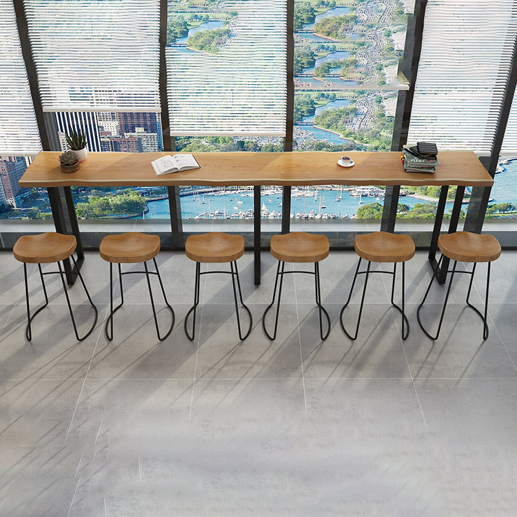 Sled Natural Wood Bistro Accent Dining Table Modern Rectangle Pub Height Dining Table 110.2"L x 17.7"W x 41.3"H Without Chairs Clearhalo 'Bar Furniture' 'Bar Tables' 'bar_tables' 'furn' 'furn_bar_tables' 'Furniture' 'furniture_bar_tables' 'Kitchen & Dining Furniture' 'kitchen&dining_furn' 'kitchen' 4374406