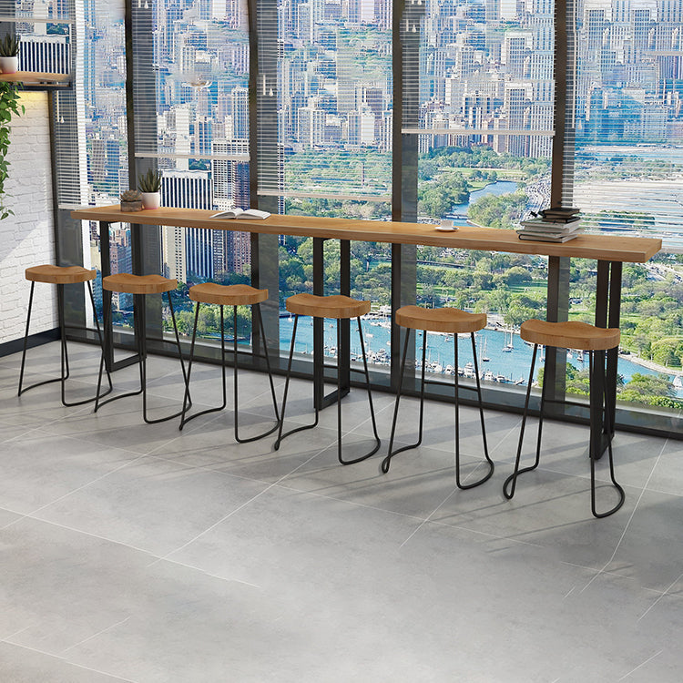 Sled Natural Wood Bistro Accent Dining Table Modern Rectangle Pub Height Dining Table Clearhalo 'Bar Furniture' 'Bar Tables' 'bar_tables' 'furn' 'furn_bar_tables' 'Furniture' 'furniture_bar_tables' 'Kitchen & Dining Furniture' 'kitchen&dining_furn' 'kitchen' 4374411