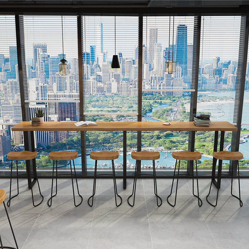 Sled Natural Wood Bistro Accent Dining Table Modern Rectangle Pub Height Dining Table Clearhalo 'Bar Furniture' 'Bar Tables' 'bar_tables' 'furn' 'furn_bar_tables' 'Furniture' 'furniture_bar_tables' 'Kitchen & Dining Furniture' 'kitchen&dining_furn' 'kitchen' 4374412