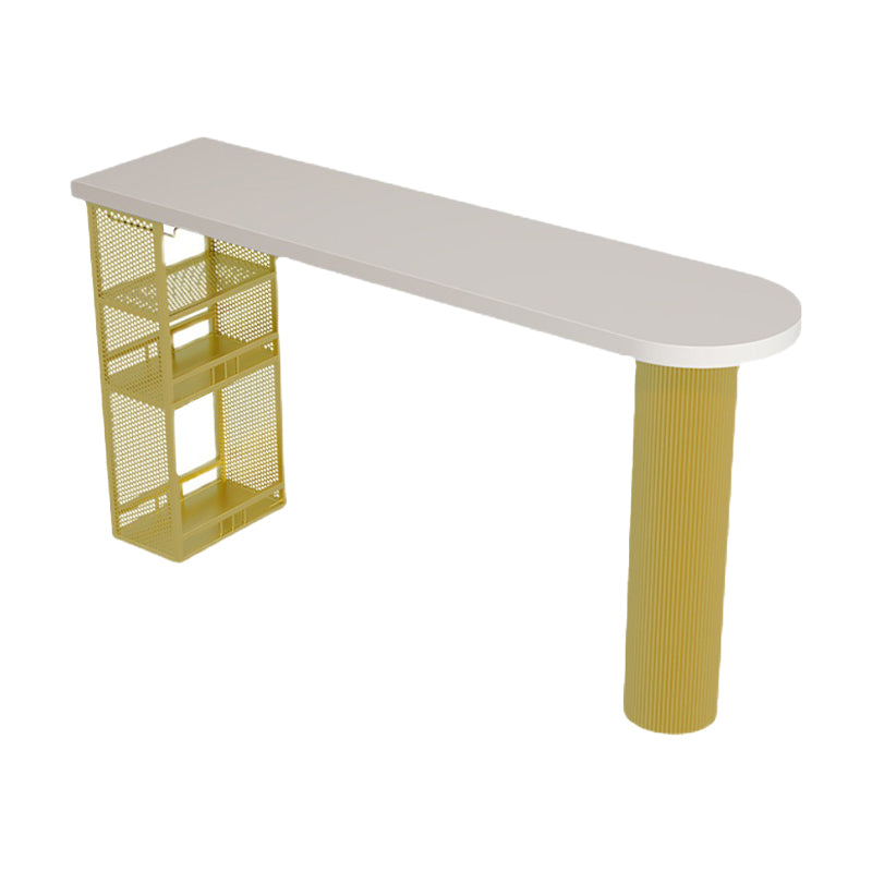 Glam Style Bar Table Gray Top Pub Table with Cabinet for Dining Room White Without Chairs Clearhalo 'Bar Furniture' 'Bar Tables' 'bar_tables' 'furn' 'furn_bar_tables' 'Furniture' 'furniture_bar_tables' 'Kitchen & Dining Furniture' 'kitchen&dining_furn' 'kitchen' 4374428