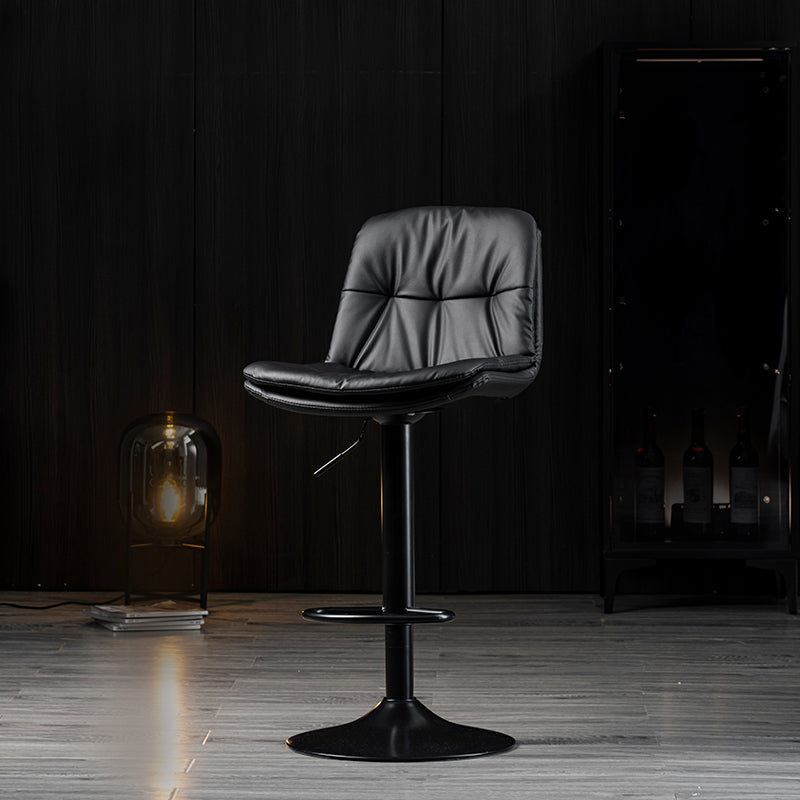 Indoor Adjustable Swivel Bar Stool Bucket Footrest Backrest Counter Stool Black Black 1 Piece Clearhalo 'Bar Furniture' 'Bar Stools' 'bar_stools' 'furn' 'furn_bar_stools' 'furniture_bar_stools' 'Kitchen & Dining Furniture' 'kitchen&dining_furn' 'kitchen' 'kitchen_furn' Furniture' 4374456