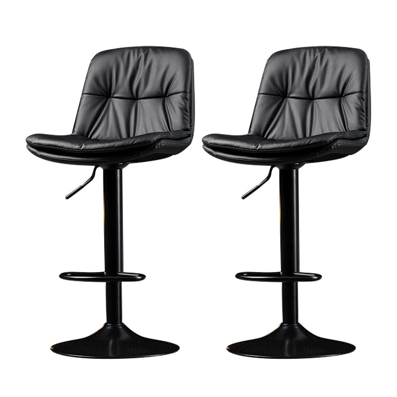 Indoor Adjustable Swivel Bar Stool Bucket Footrest Backrest Counter Stool Black Black 2 Piece Set Clearhalo 'Bar Furniture' 'Bar Stools' 'bar_stools' 'furn' 'furn_bar_stools' 'furniture_bar_stools' 'Kitchen & Dining Furniture' 'kitchen&dining_furn' 'kitchen' 'kitchen_furn' Furniture' 4374457