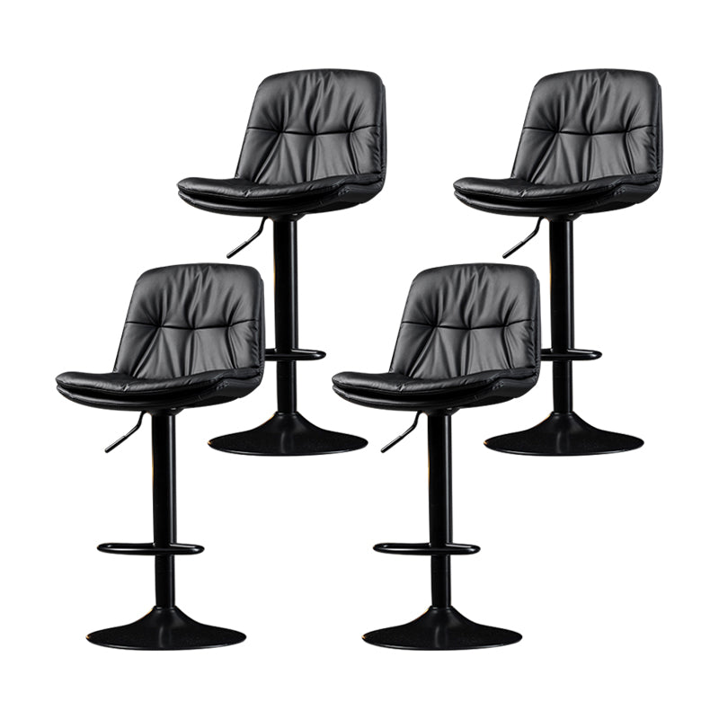 Indoor Adjustable Swivel Bar Stool Bucket Footrest Backrest Counter Stool Black Black 4 Piece Set Clearhalo 'Bar Furniture' 'Bar Stools' 'bar_stools' 'furn' 'furn_bar_stools' 'furniture_bar_stools' 'Kitchen & Dining Furniture' 'kitchen&dining_furn' 'kitchen' 'kitchen_furn' Furniture' 4374460