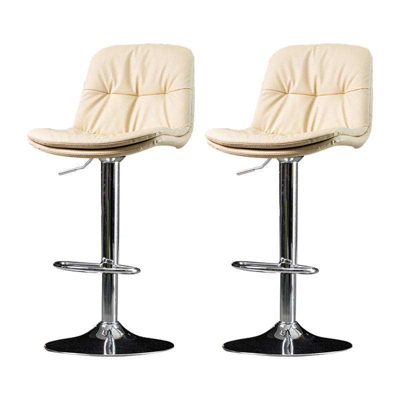 Indoor Adjustable Swivel Bar Stool Bucket Footrest Backrest Counter Stool Off-White Silver 2 Piece Set Clearhalo 'Bar Furniture' 'Bar Stools' 'bar_stools' 'furn' 'furn_bar_stools' 'furniture_bar_stools' 'Kitchen & Dining Furniture' 'kitchen&dining_furn' 'kitchen' 'kitchen_furn' Furniture' 4374464